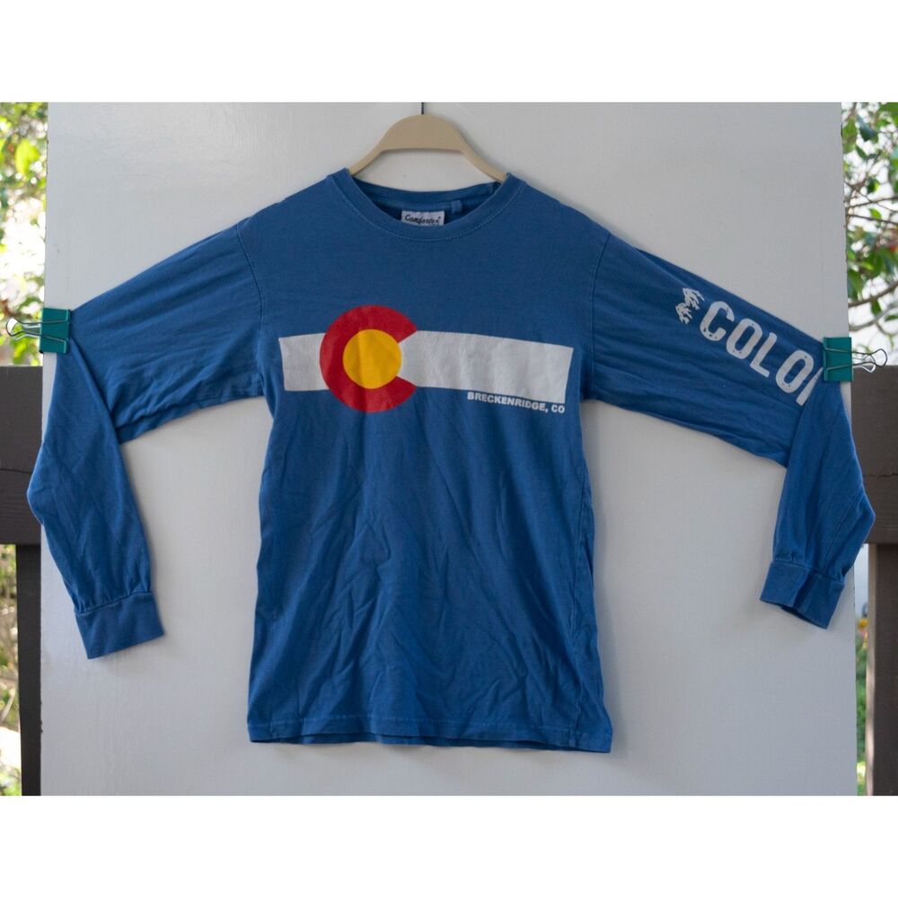 Vintage Breckenridge Colorado Long Sleeve Comfortex T-Shirt Blue Size S Souvenir